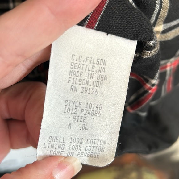 SOLD on EBay-Filson Shelter Cloth Woodland Jacket Black Plaid Lining Made in USA - Picture 10 of 11